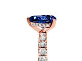 Rose gold Heart Cut Blue Sapphire Solitaire Ring with Round  Pavé Band and Four-Prong Setting_49