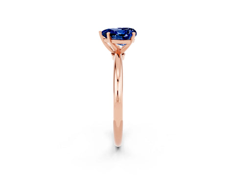 Rose gold Heart Cut Blue Sapphire Solitaire Ring with Six-Prong Setting and Classic Band_2