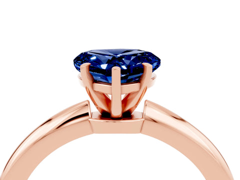 Rose gold Heart Cut Blue Sapphire Solitaire Ring with Six-Prong Setting and Classic Band_4