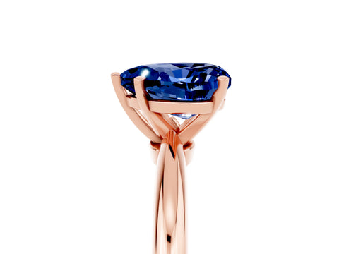 Rose gold Heart Cut Blue Sapphire Solitaire Ring with Six-Prong Setting and Classic Band_5
