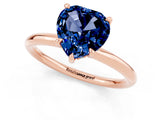 Rose gold Heart Cut Blue Sapphire Solitaire Ring with Thin Band and Four-Prong Setting_1