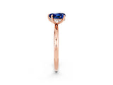 Rose gold Heart Cut Blue Sapphire Solitaire Ring with Thin Band and Four-Prong Setting_2