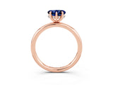 Rose gold Heart Cut Blue Sapphire Solitaire Ring with Thin Band and Four-Prong Setting_3