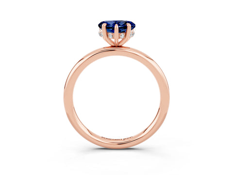 Rose gold Heart Cut Blue Sapphire Solitaire Ring with Thin Band and Four-Prong Setting_3