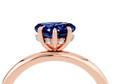 Rose gold Heart Cut Blue Sapphire Solitaire Ring with Thin Band and Four-Prong Setting_4