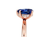 Rose gold Heart Cut Blue Sapphire Solitaire Ring with Thin Band and Four-Prong Setting_5