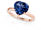Rose gold Heart Cut Blue Sapphire Solitaire Ring with Thin Band and Prong Setting_13