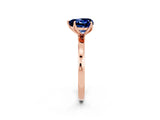 Rose gold Heart Cut Blue Sapphire Solitaire Ring with Thin Band and Prong Setting_14
