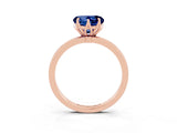 Rose gold Heart Cut Blue Sapphire Solitaire Ring with Thin Band and Prong Setting_15