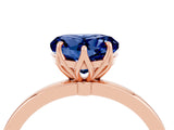 Rose gold Heart Cut Blue Sapphire Solitaire Ring with Thin Band and Prong Setting_16
