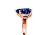 Rose gold Heart Cut Blue Sapphire Solitaire Ring with Thin Band and Prong Setting_17