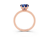 Rose gold Heart Cut Blue Sapphire Solitaire Ring with Thin Band and Prong Setting_27