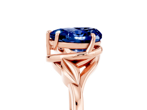 Rose gold Heart Cut Blue Sapphire Solitaire Ring with Twist Band and Four-Prong Setting_29