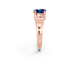 Rose gold Heart Cut Blue Sapphire Solitaire Ring with Wide Band and Prong Setting_2