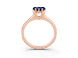 Rose gold Heart Cut Blue Sapphire Solitaire Ring with Wide Band and Prong Setting_3