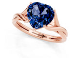 Rose gold Heart Cut Blue Sapphire Solitaire Twist Band Prong Setting Ring_49