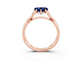 Rose gold Heart Cut Blue Sapphire Solitaire Twist Band Prong Setting Ring_51