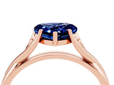 Rose gold Heart Cut Blue Sapphire Solitaire Twist Band Prong Setting Ring_52