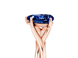 Rose gold Heart Cut Blue Sapphire Solitaire Twist Band Prong Setting Ring_53