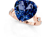 Rose gold Heart Cut Blue Sapphire Solitaire Twisted Band with Round  Accents and Prong Setting_13