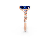 Rose gold Heart Cut Blue Sapphire Solitaire Twisted Band with Round  Accents and Prong Setting_14