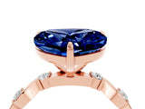 Rose gold Heart Cut Blue Sapphire Solitaire Twisted Band with Round  Accents and Prong Setting_16