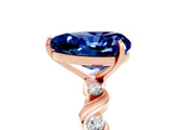 Rose gold Heart Cut Blue Sapphire Solitaire Twisted Band with Round  Accents and Prong Setting_17