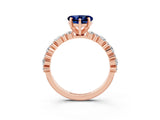 Rose gold Heart Cut Blue Sapphire Solitaire with Side Stones, Pave Band, Four-Prong Setting_39