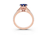 Rose gold Heart Cut Blue Sapphire Split Shank Engagement Ring with Pavé Band_3