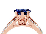 Rose gold Heart Cut Blue Sapphire Split Shank Engagement Ring with Pavé Band_4