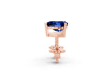 Rose gold Heart Cut Blue Sapphire Stud Earrings_14