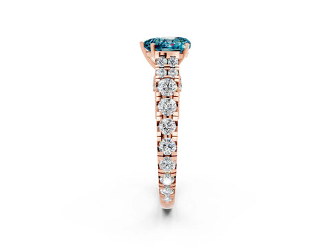 Rose gold Heart Cut Blue Topaz Classic Solitaire Ring with Pavé Band and Four-Prong Setting_2