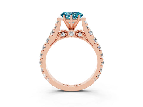 Rose gold Heart Cut Blue Topaz Classic Solitaire Ring with Pavé Band and Four-Prong Setting_3
