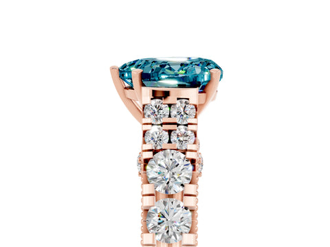 Rose gold Heart Cut Blue Topaz Classic Solitaire Ring with Pavé Band and Four-Prong Setting_5