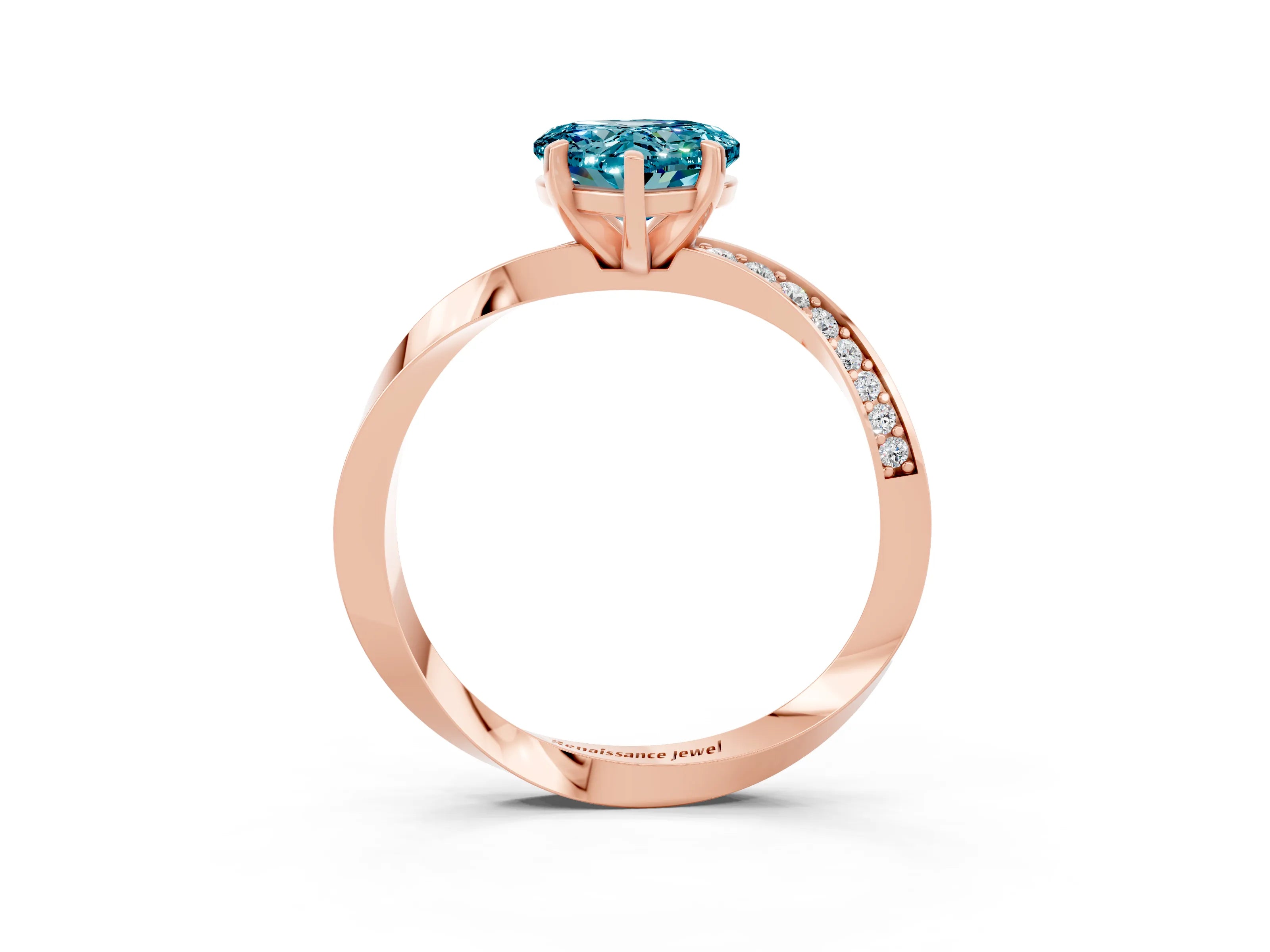 Rose gold Heart Cut Blue Topaz Engagement Ring with Side Stone Accents and Four-Prong Setting_27