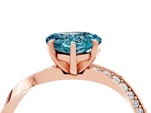 Rose gold Heart Cut Blue Topaz Engagement Ring with Side Stone Accents and Four-Prong Setting_28