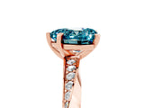 Rose gold Heart Cut Blue Topaz Engagement Ring with Side Stone Accents and Four-Prong Setting_65