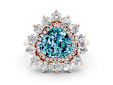 Rose gold Heart Cut Blue Topaz Floral Double Halo Engagement Ring with Prong Setting_72