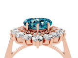 Rose gold Heart Cut Blue Topaz Floral Double Halo Engagement Ring with Prong Setting_76