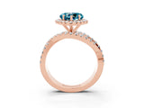 Rose gold Heart Cut Blue Topaz Halo Ring with Round Split Shank and Prong Setting_51