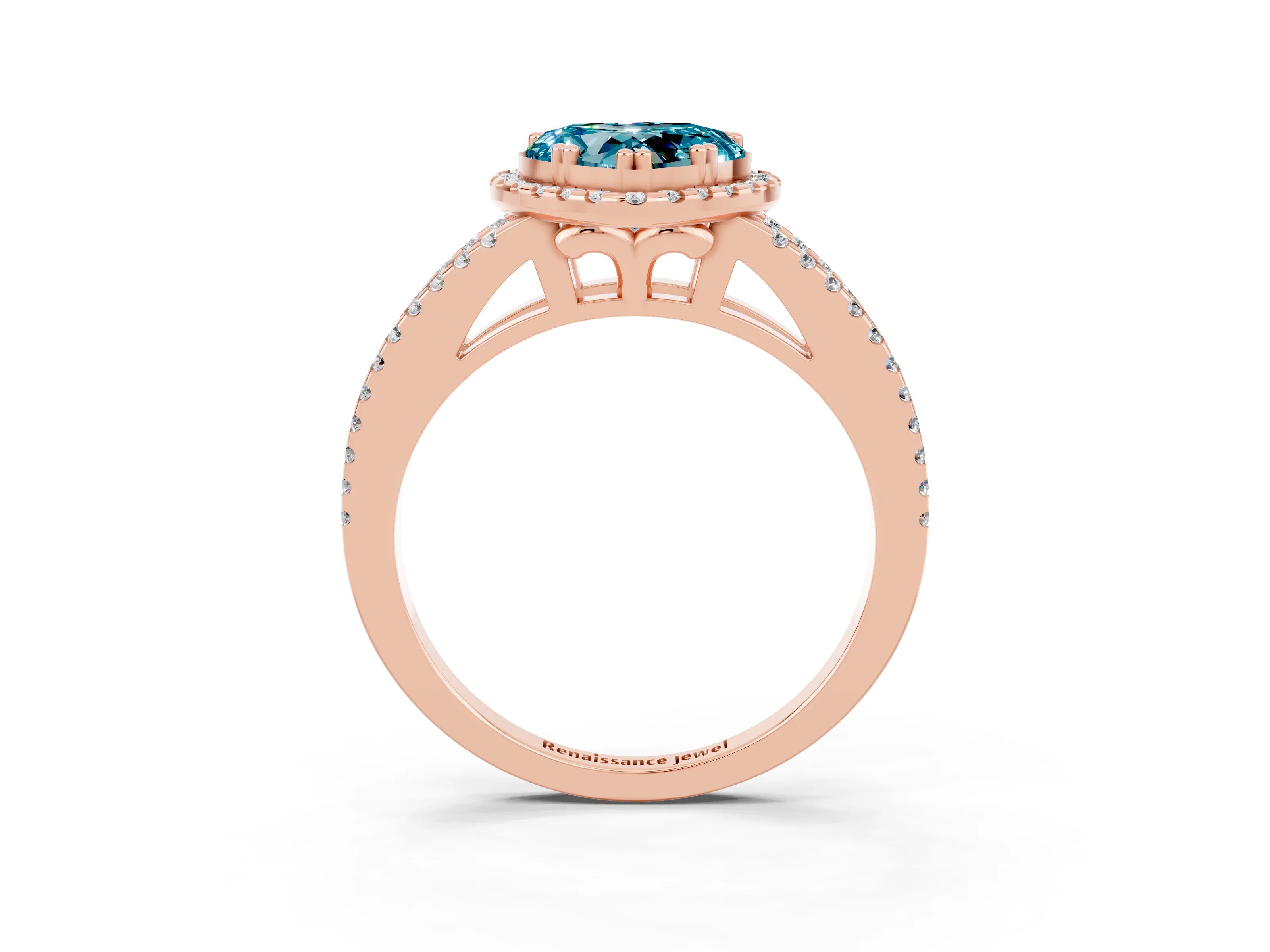 Rose gold Heart Cut Blue Topaz Halo Split Shank Engagement Ring_15