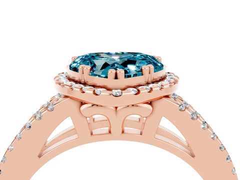 Rose gold Heart Cut Blue Topaz Halo Split Shank Engagement Ring_16