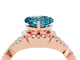 Rose gold Heart Cut Blue Topaz  Halo Twist Band Solitaire Prong Setting Ring_40