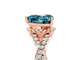 Rose gold Heart Cut Blue Topaz  Halo Twist Band Solitaire Prong Setting Ring_41