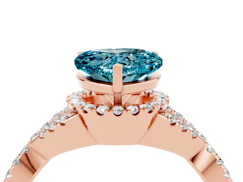 Rose gold Heart Cut Blue Topaz Halo Twist Band Solitaire Prong Setting Ring_4