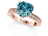 Rose gold Heart Cut Blue Topaz Milgrain Pavé Engagement Ring with Four-Prong Setting_13