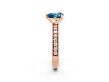 Rose gold Heart Cut Blue Topaz Milgrain Pavé Engagement Ring with Four-Prong Setting_14