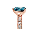 Rose gold Heart Cut Blue Topaz Milgrain Pavé Engagement Ring with Four-Prong Setting_17