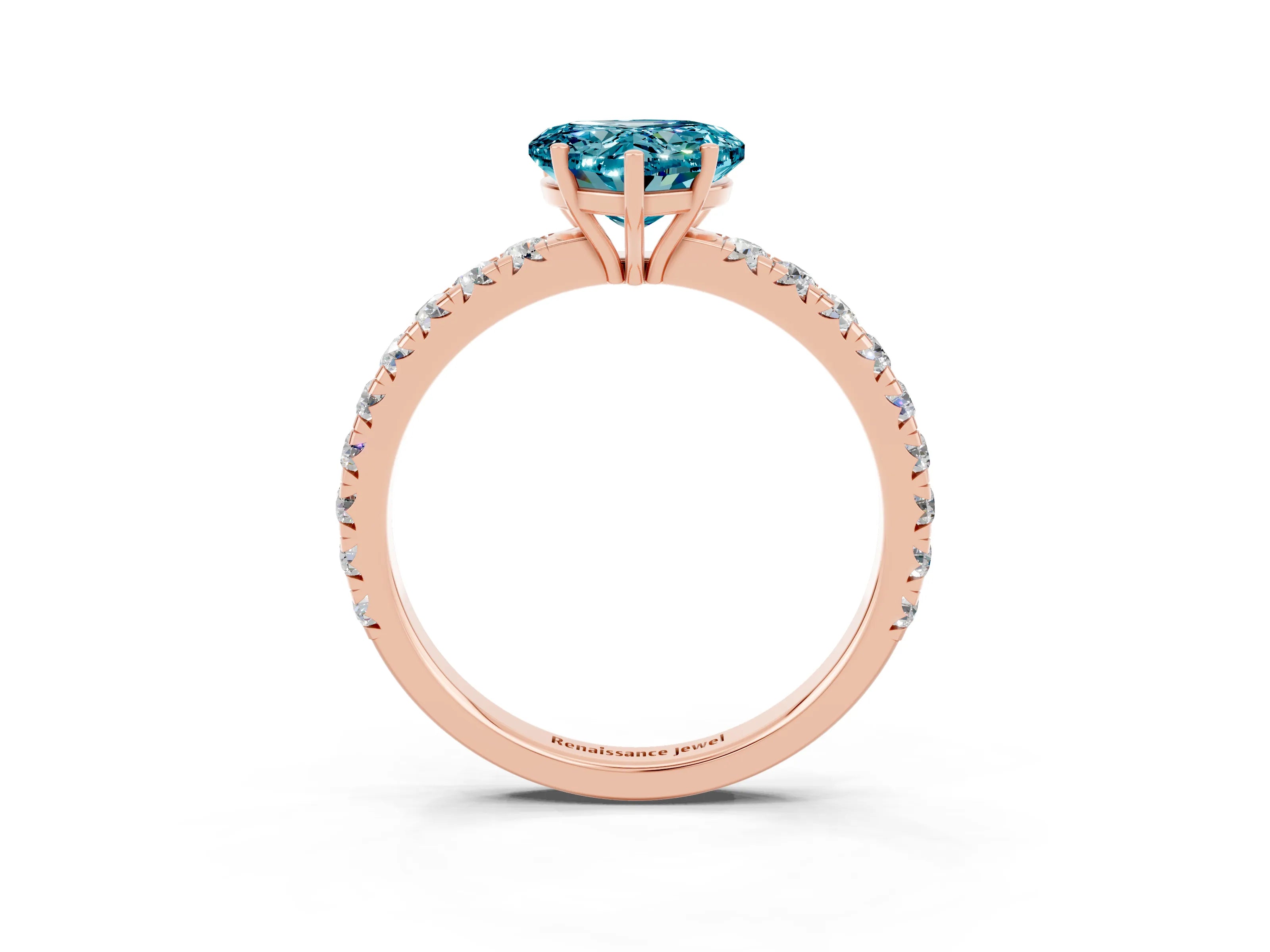 Rose gold Heart Cut Blue Topaz Pavé Solitaire Engagement Ring with Four-Prong Setting_15