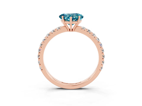Rose gold Heart Cut Blue Topaz Pavé Solitaire Engagement Ring with Four-Prong Setting_15